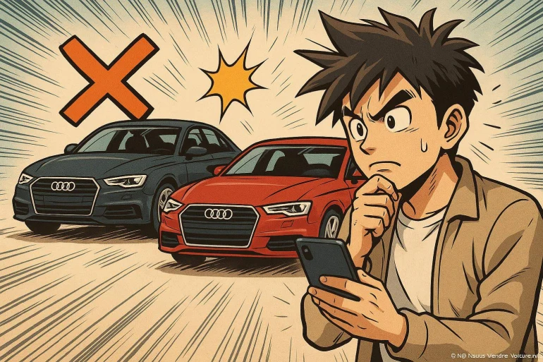 Homme hésitant entre deux voitures Audi