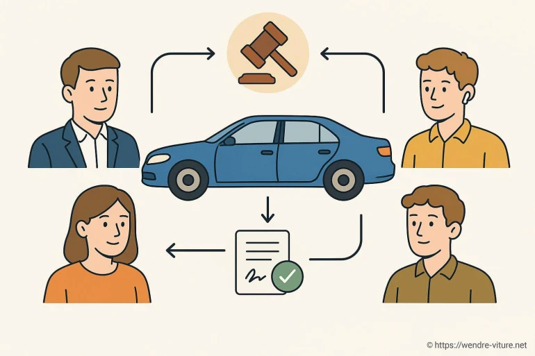 Illustration processus vente voiture entre particuliers