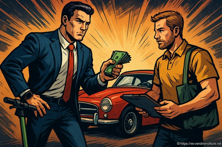 Transaction achat voiture entre deux hommes