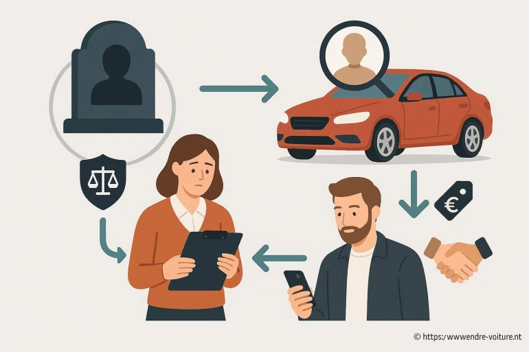 Illustration processus succession vente voiture