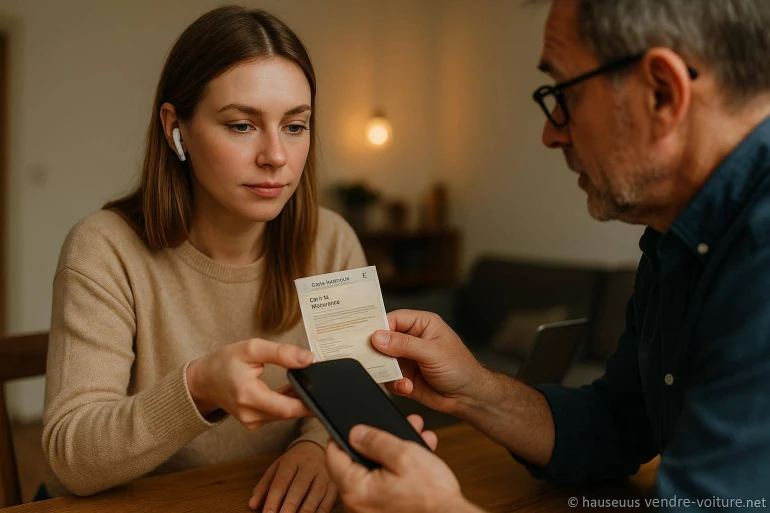Femme scanne un document avec un smartphone