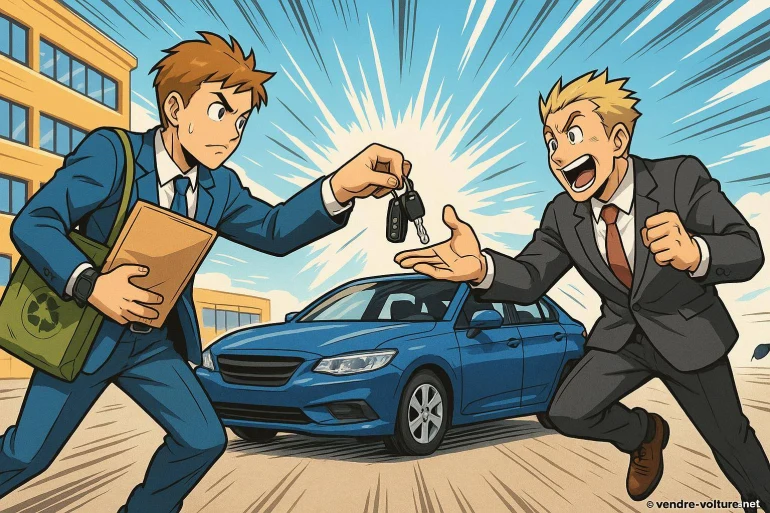 Transaction de clés de voiture animée