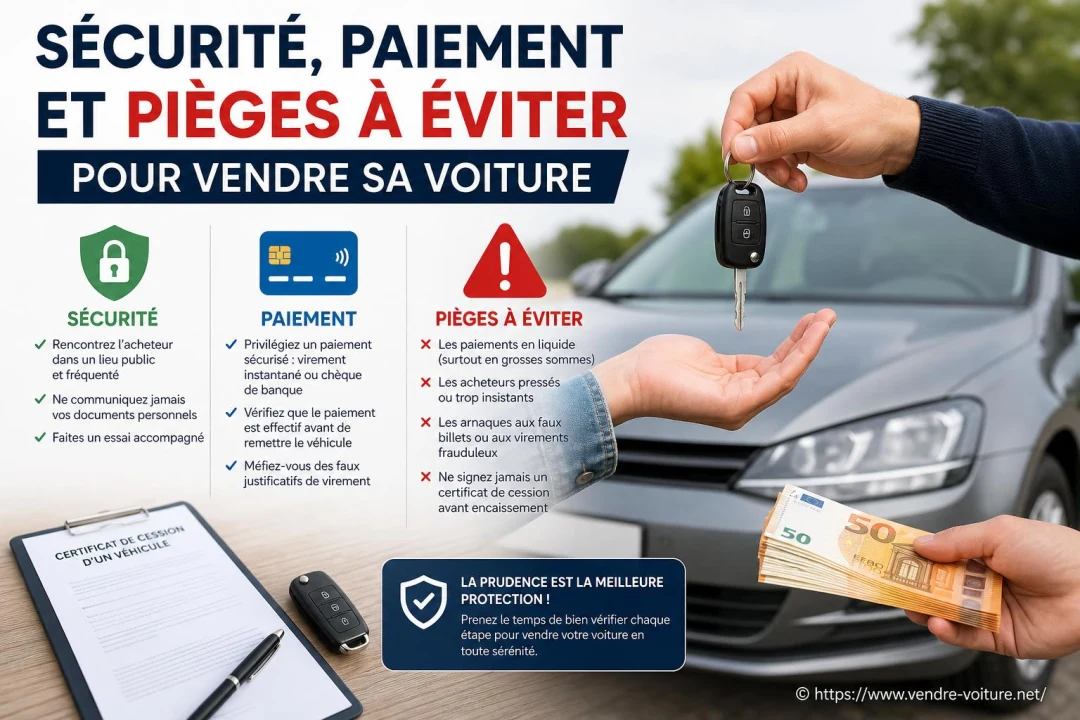 Sécurité, paiement et pièges à éviter pour vendre sa voiture