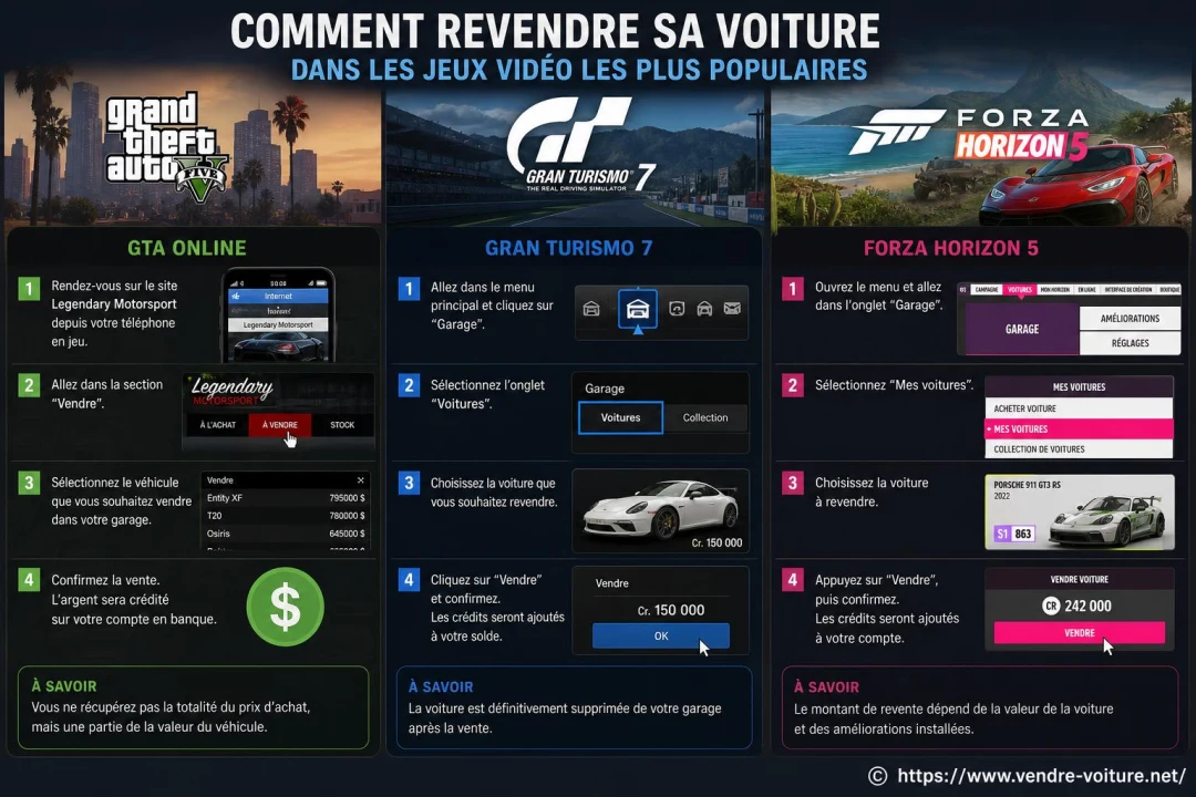 Comment revendre sa voiture dans les jeux vidéo les plus populaires
