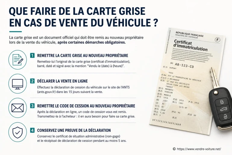 Que faire de la carte grise en cas de vente ?