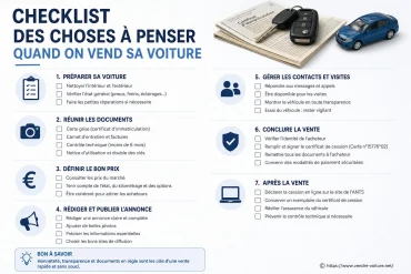 Checklist avant de vendre sa voiture : documents, photos et vérifications