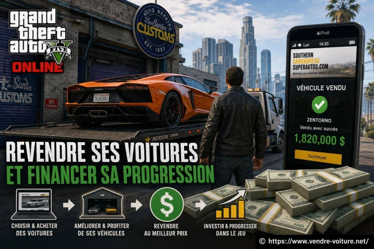 Gta 5 online argent : revendre ses voitures et financer sa progression