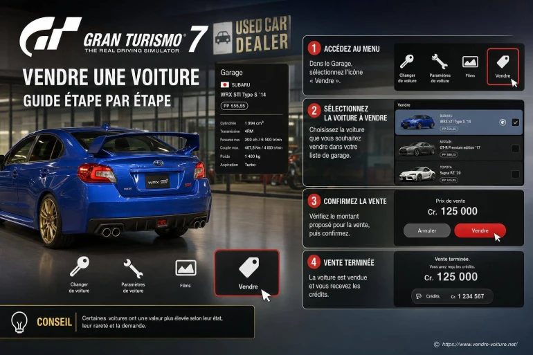 Vendre une voiture sur Gran Turismo 7 : guide étape par étape