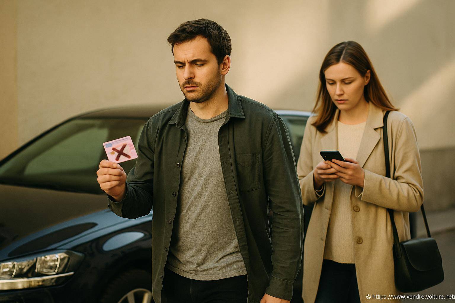 Homme déçu tenant permis annulé