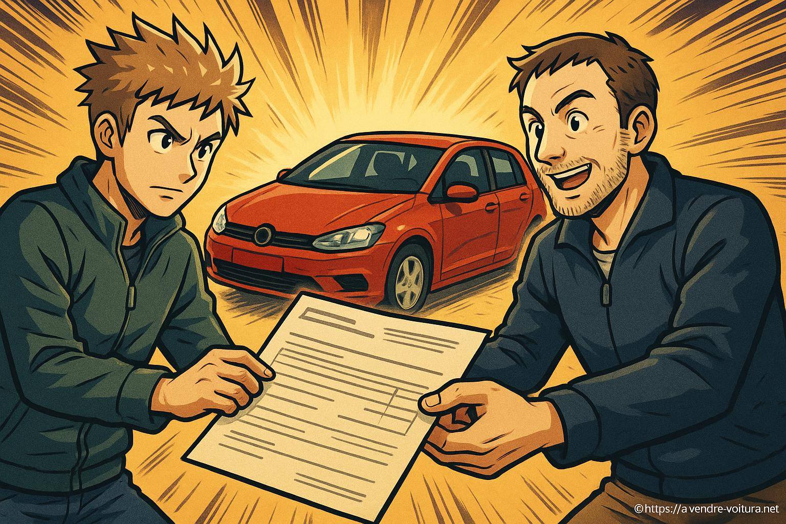 transaction achat vente voiture entre deux hommes