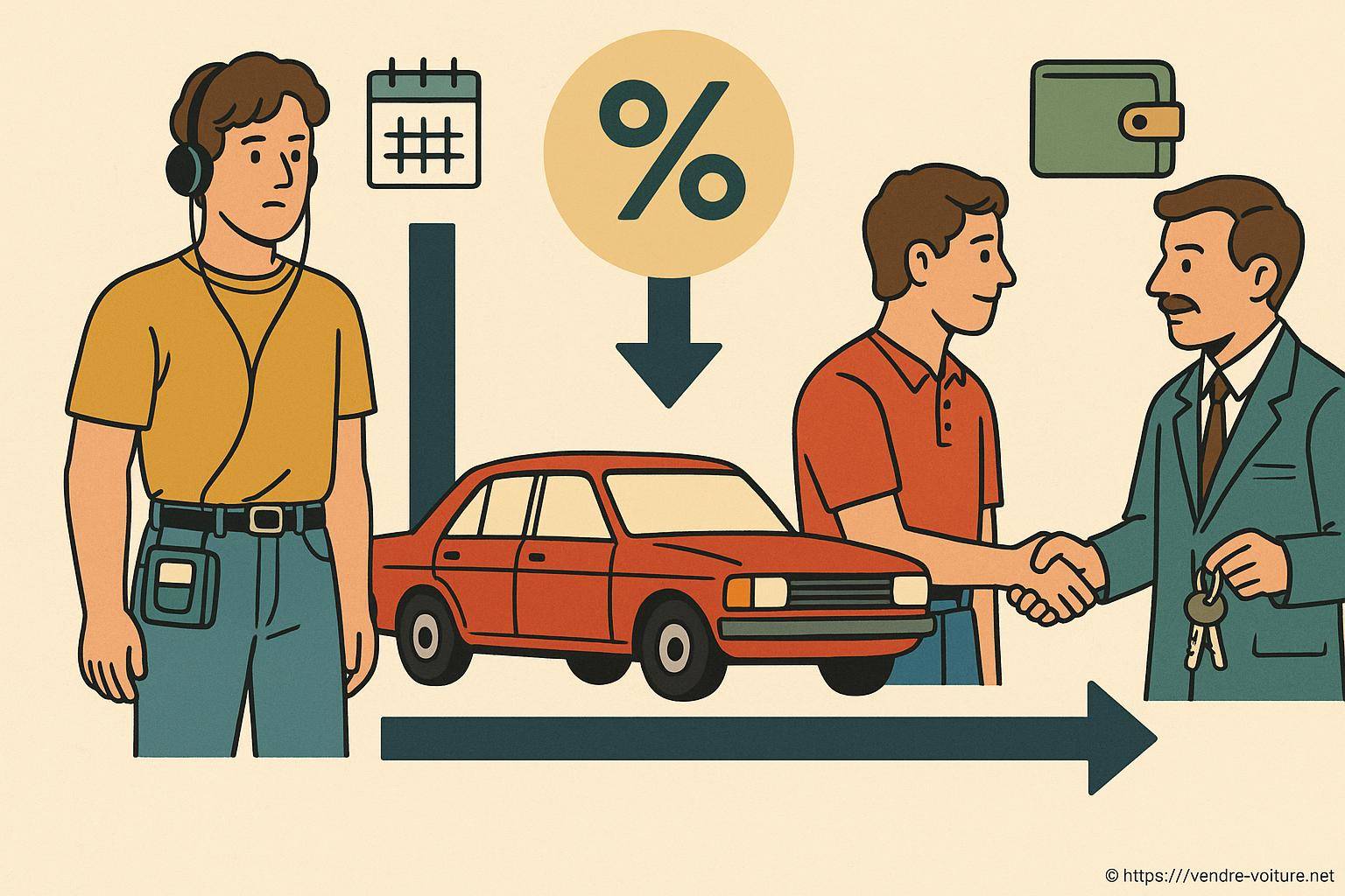 Illustration achat voiture négociation prix