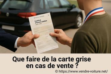 Que faire de la carte grise en cas de vente du véhicule ?