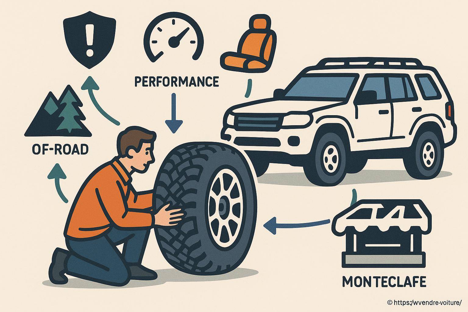 Illustration entretien pneu tout terrain SUV