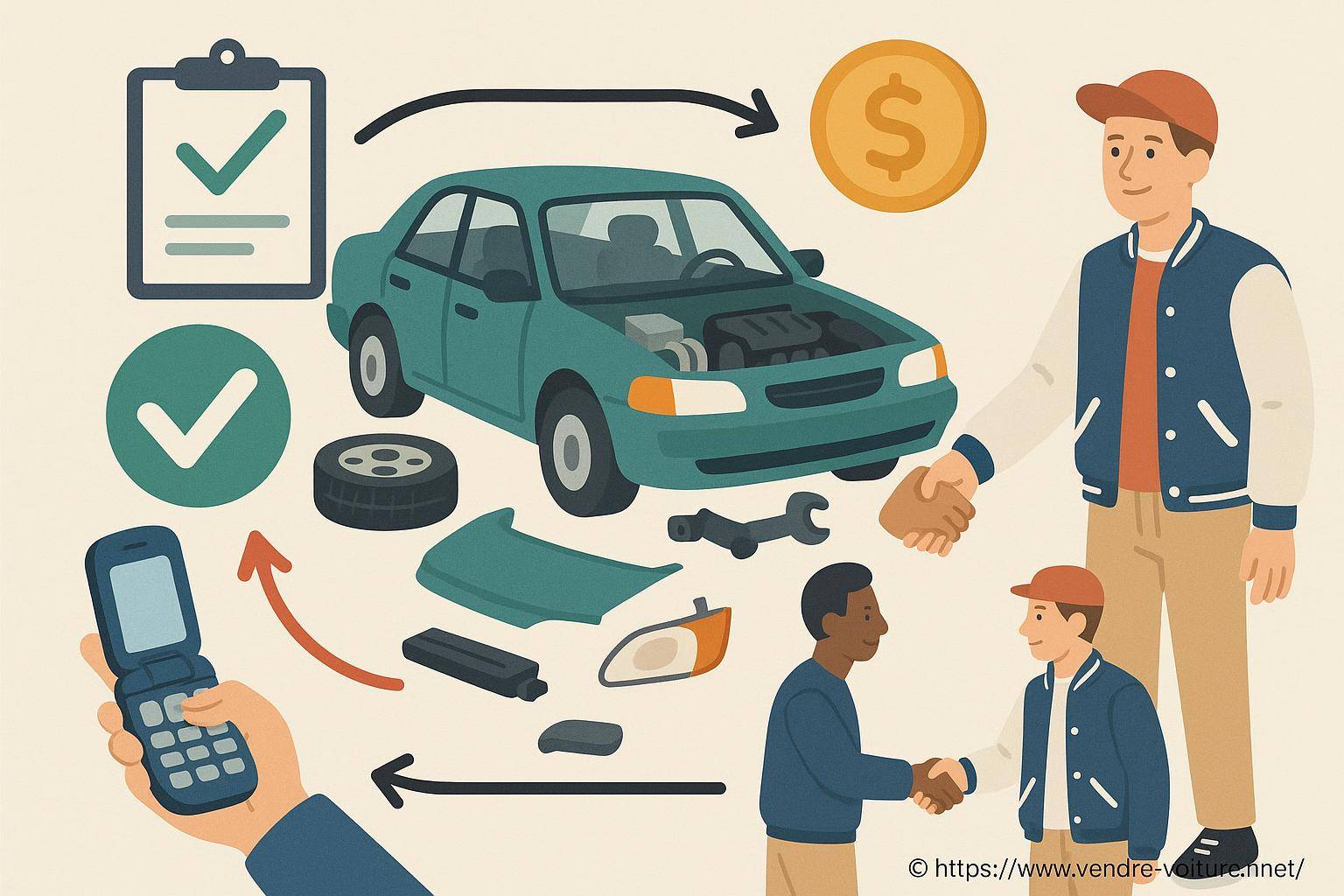 Illustration processus vente voiture occasion